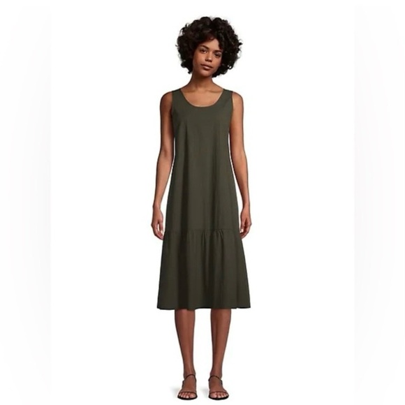 Eileen Fisher Organic Cotton Puckered Tier Dress XL - Picture 1 of 16